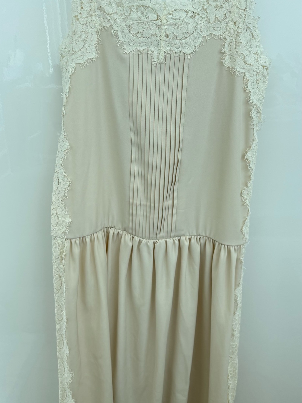 Avantlook Cream Lace-Trim Midi Dress